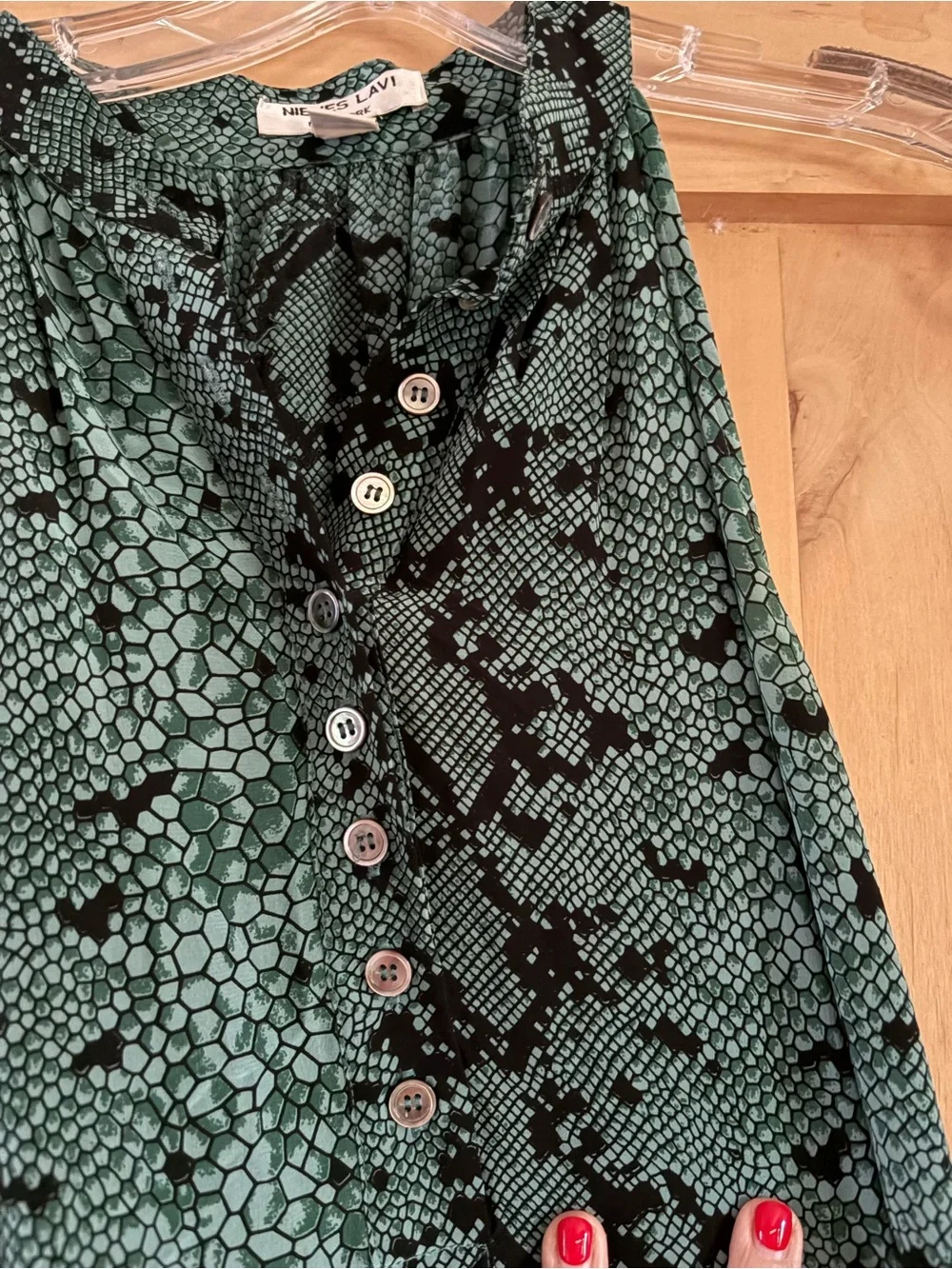 Nieves Lavi Teal and Black Snake-Print Maxi Dress - Picture 2 of 7